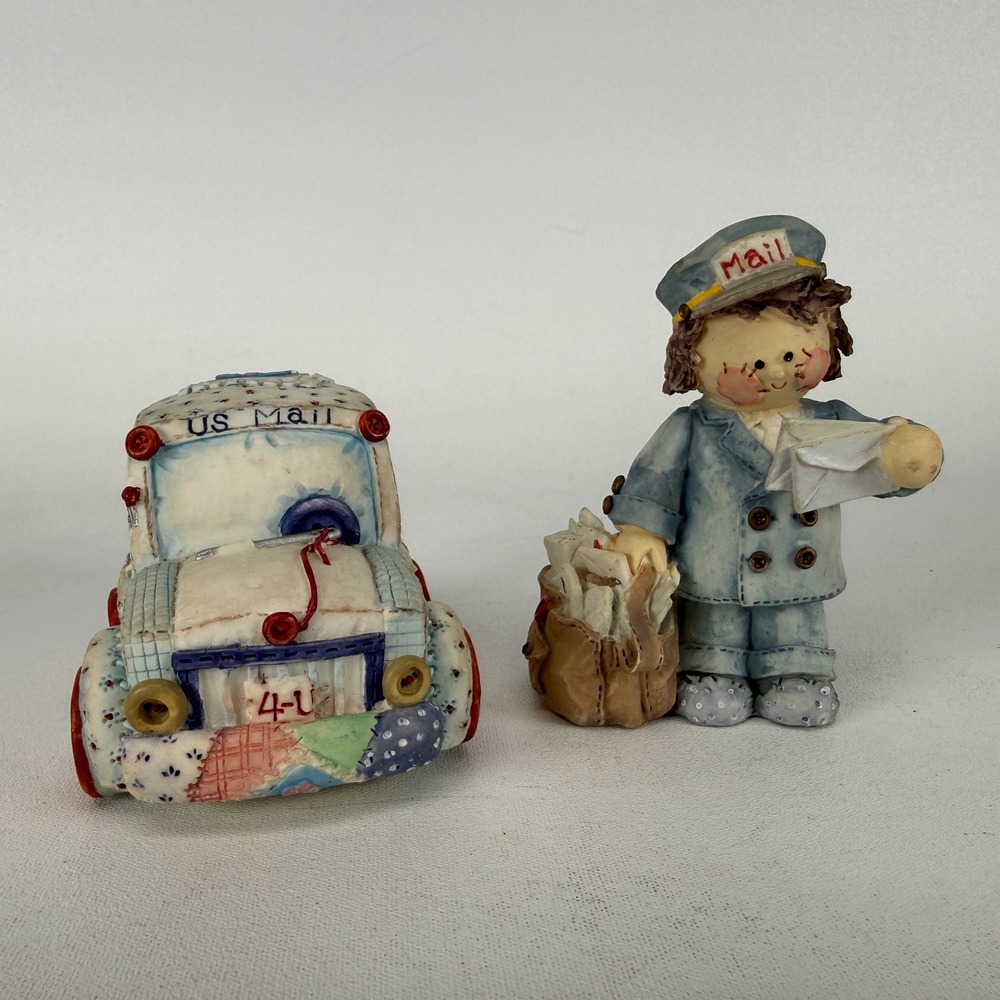 Enesco Cute as a Button Mail Carrier Figurine and Musical Mail Truck & Mailman